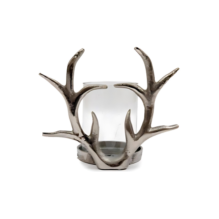 Glass Antler Candle Holder, 17cm